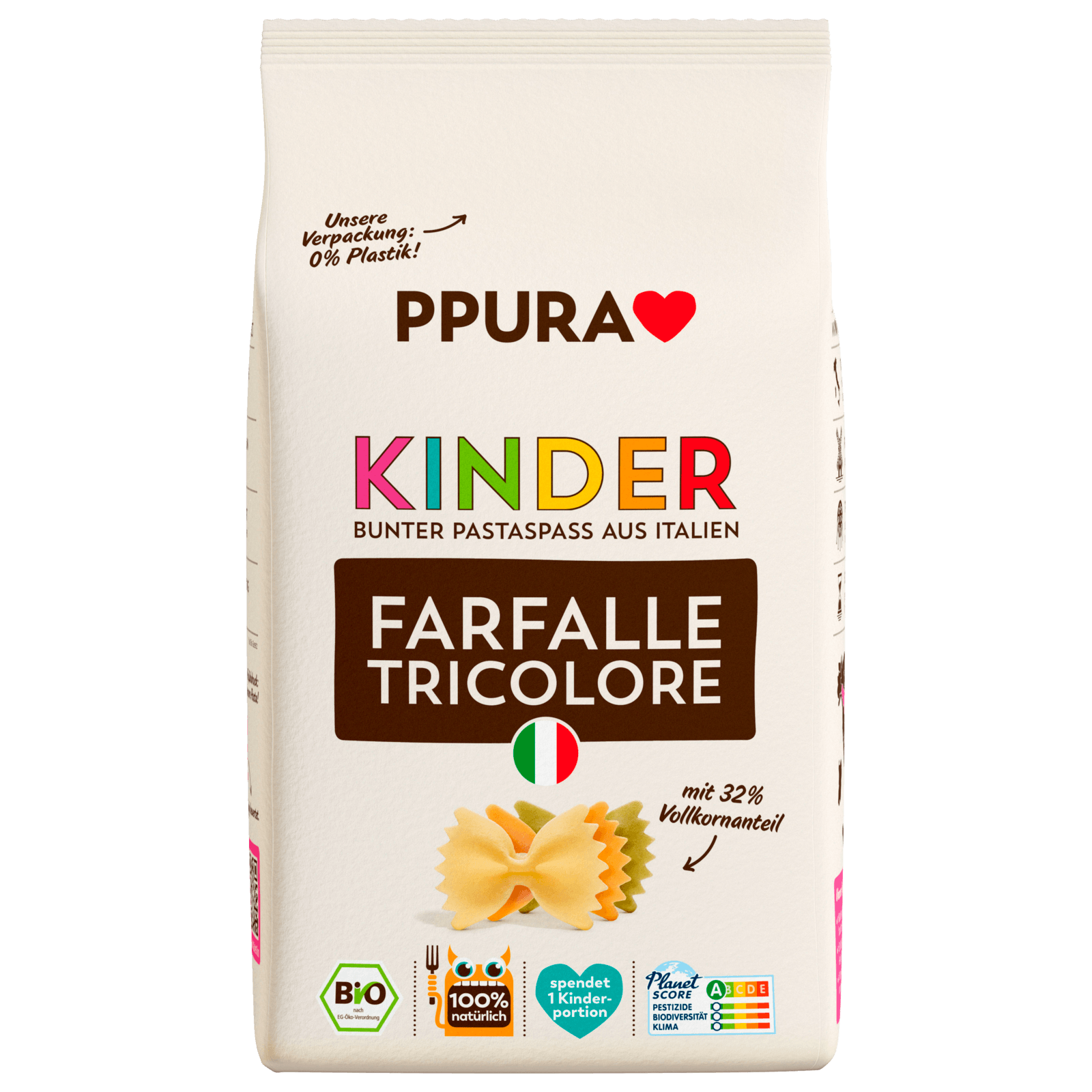 Ppura Bio Farfalle Tricolore 500g