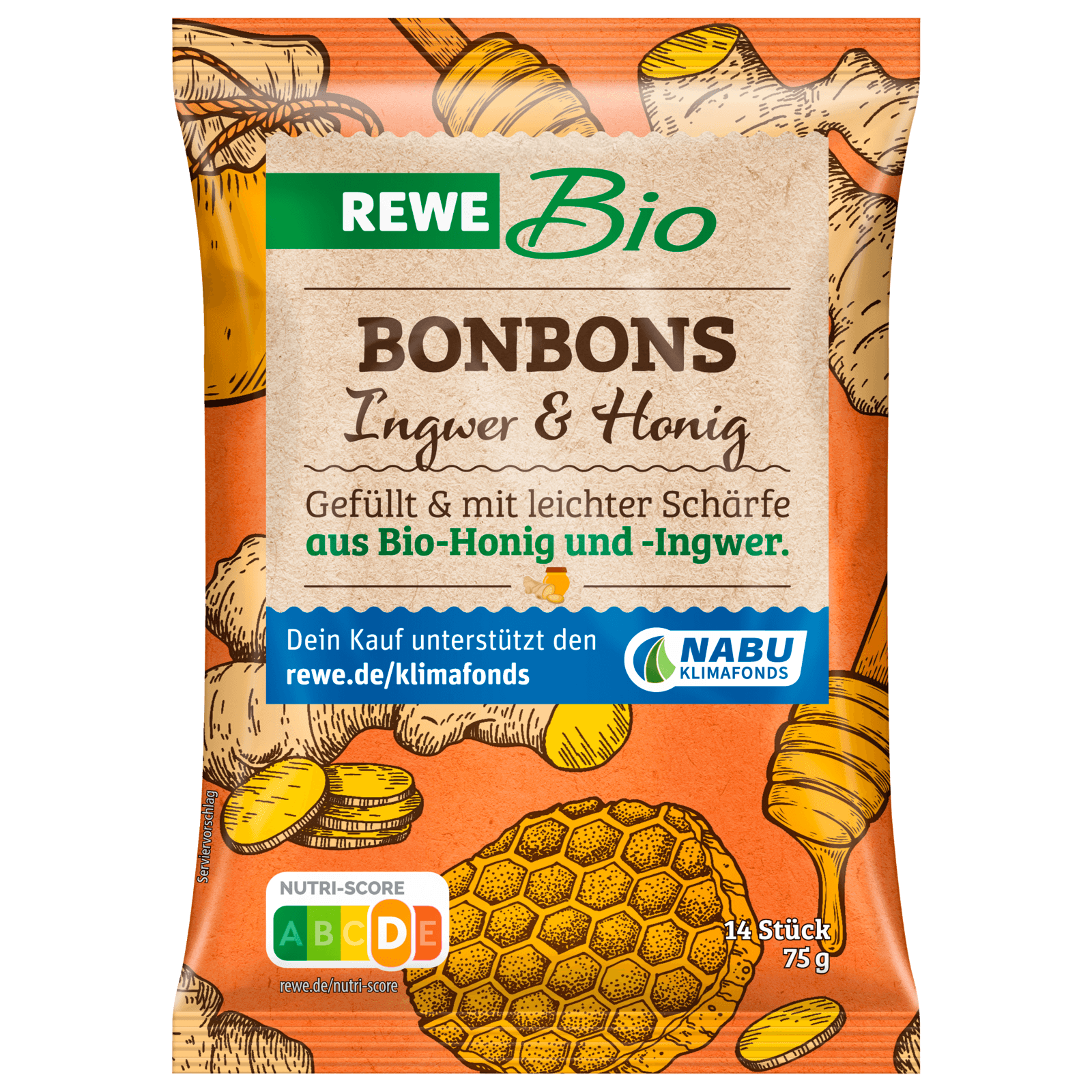 REWE Bio Bonbons Ingwer & Honig 75g