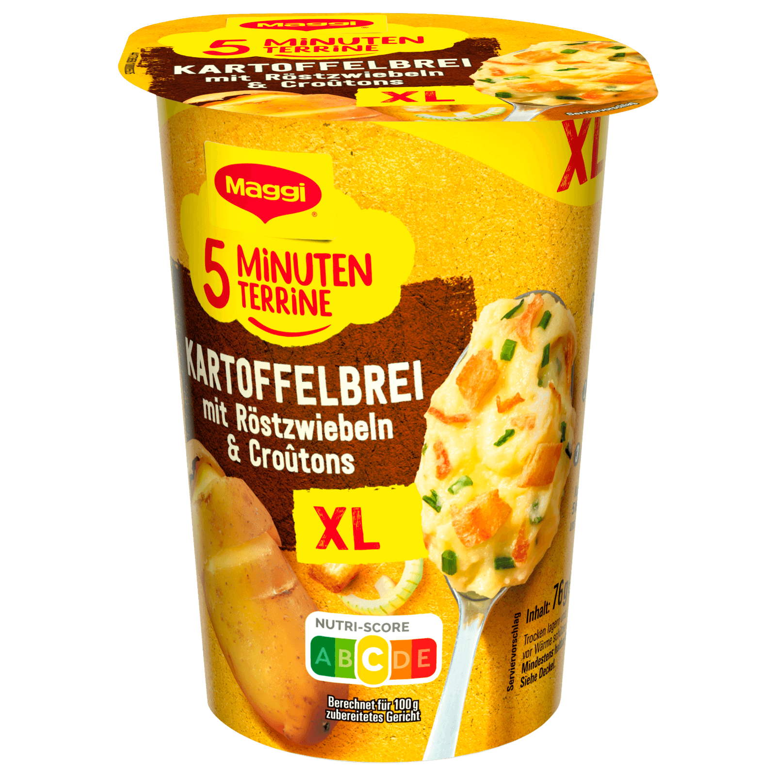 Maggi 5 Minuten Terrine Kartoffelbrei mit Röstzwiebeln & Croutons XL