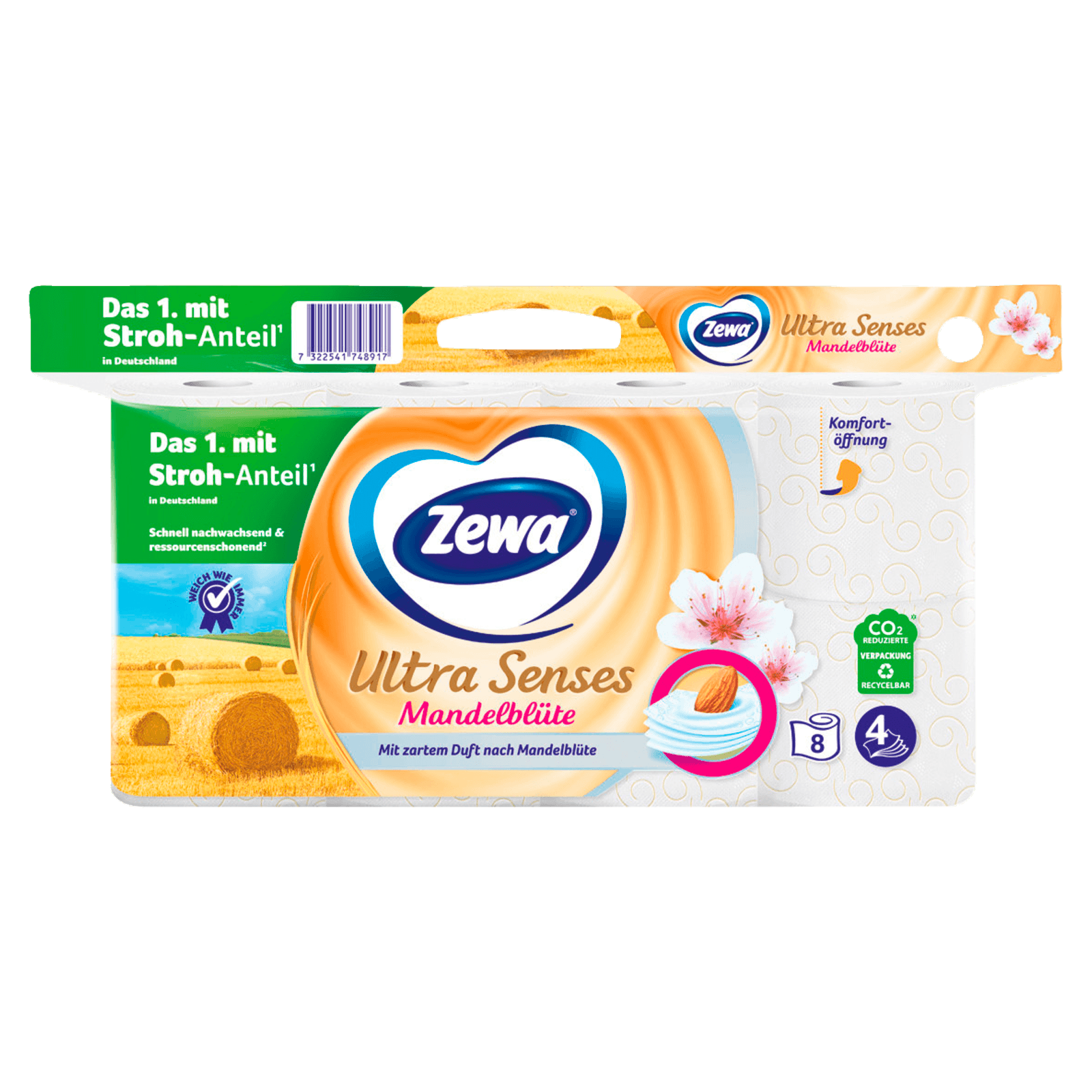 Zewa Ultra Senses Toilettenpapier Mandelblüte 4-lagig 8x135 Blatt bei REWE  online bestellen!