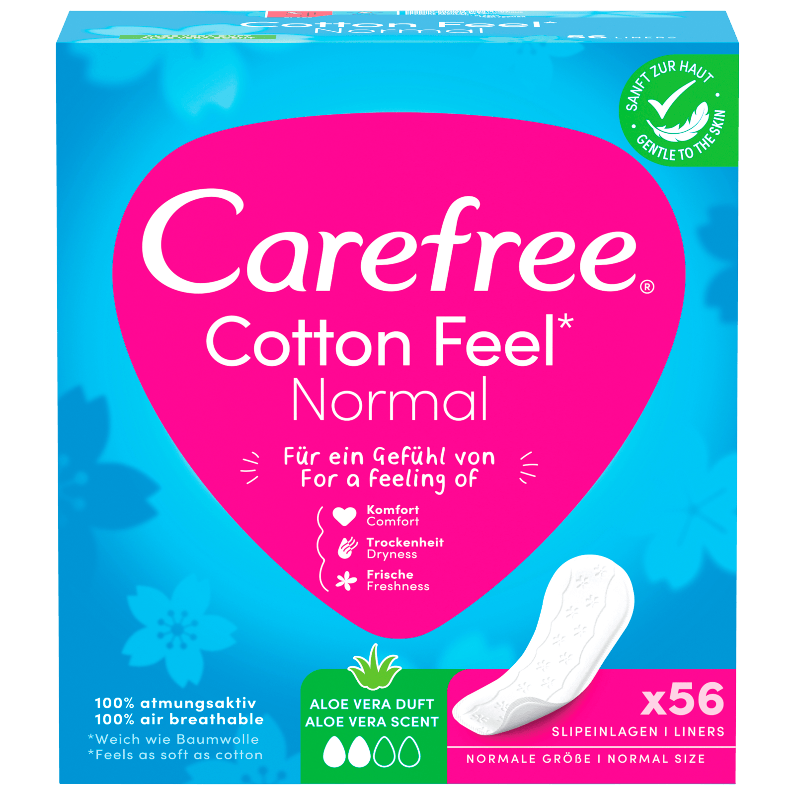 Carefree Cotton Slipeinlagen Aloe Normal 56 Stück