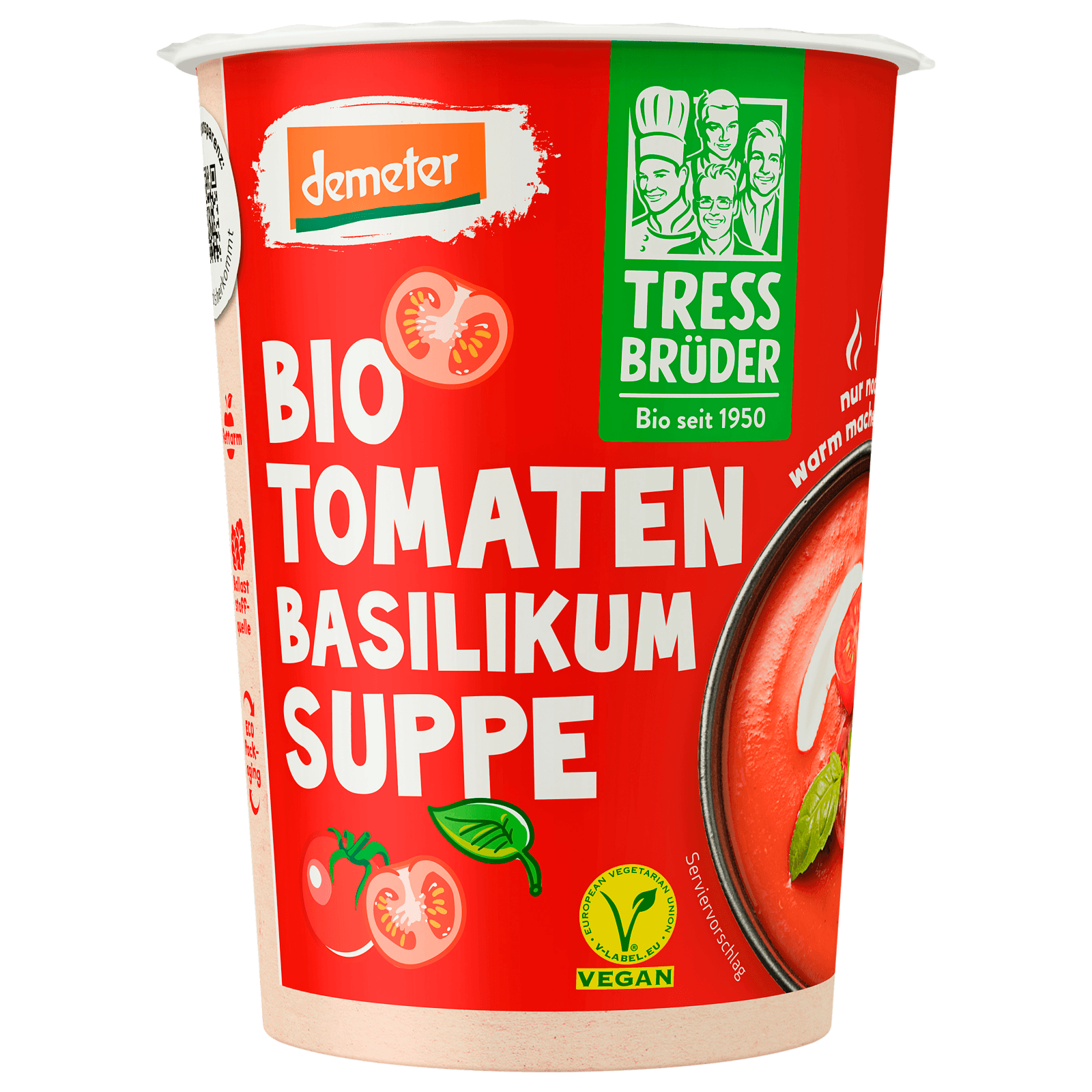 Tress Brüder Bio Demeter Tomaten Basilikum Suppe vegan 450ml bei REWE ...