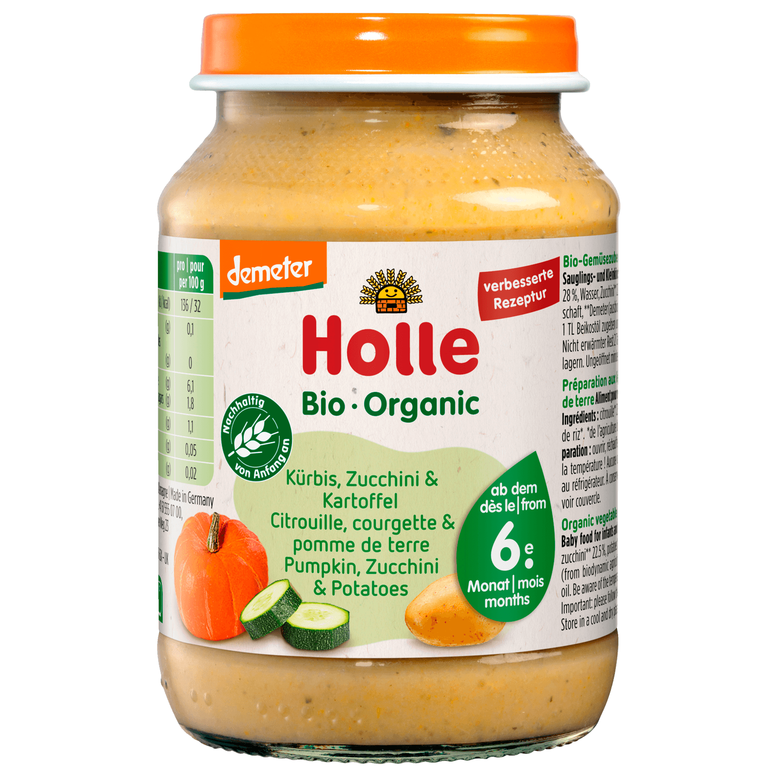 Holle Bio Demeter Brei Kürbis, Zucchini & Kartoffel 6 Monate 190g