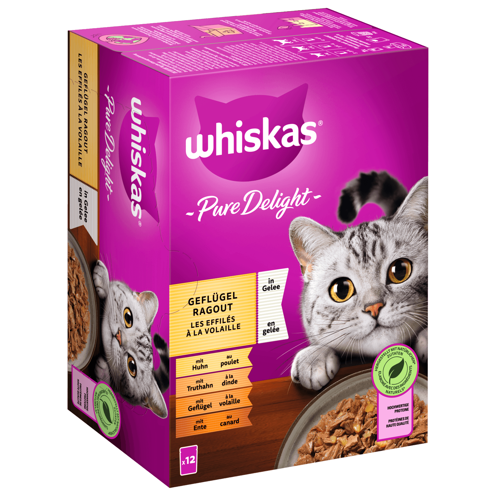 Whiskas Portionsbeutel Multipack Pure Delight Geflügel Ragout in Gelee 12x85g