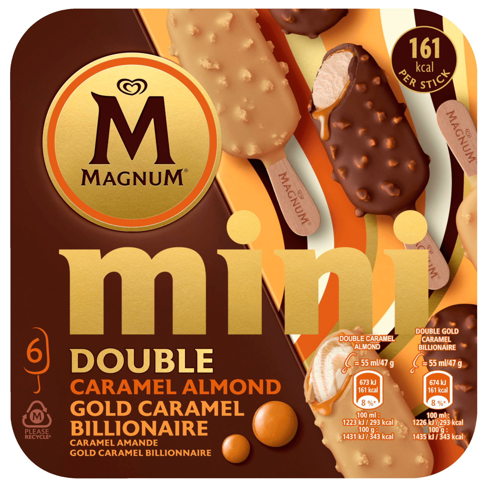 Magnum Eis Mini Double Caramell Almond &amp; Gold Caramell Billionaire ...