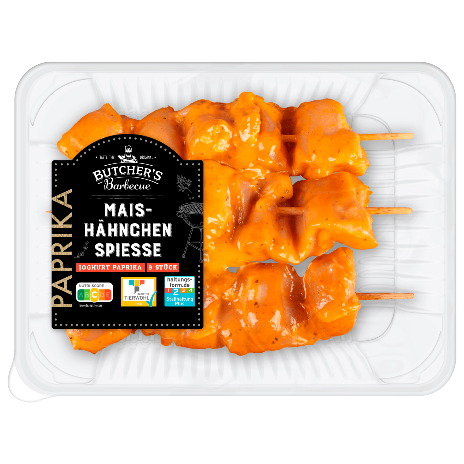 Butcher&amp;#39;s Barbecue Maishähnchen Spieße Joghurt Paprika 3 Stück bei REWE ...