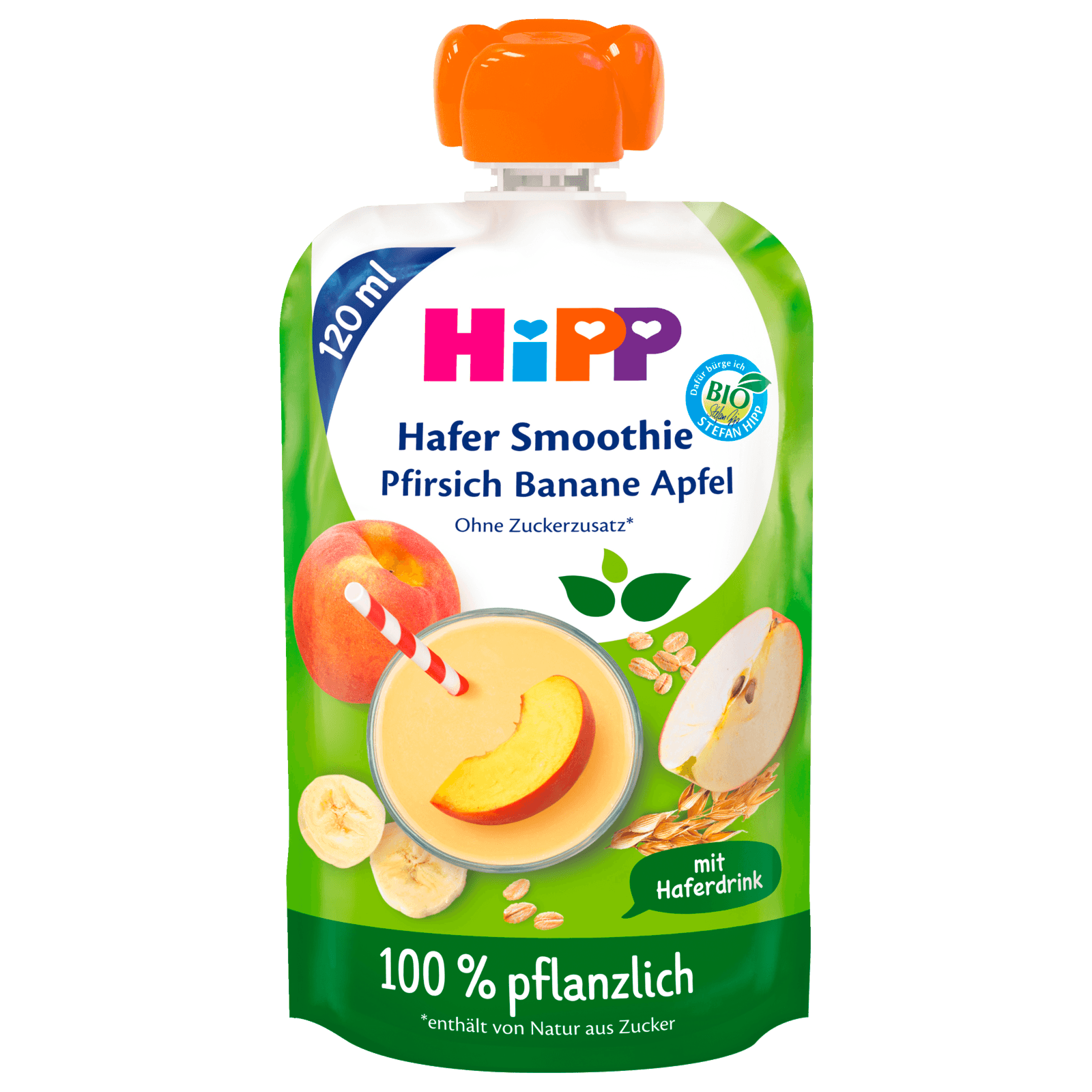 Hipp Bio Hafer Smoothie Pfirsich Banane Apfel vegan 120ml