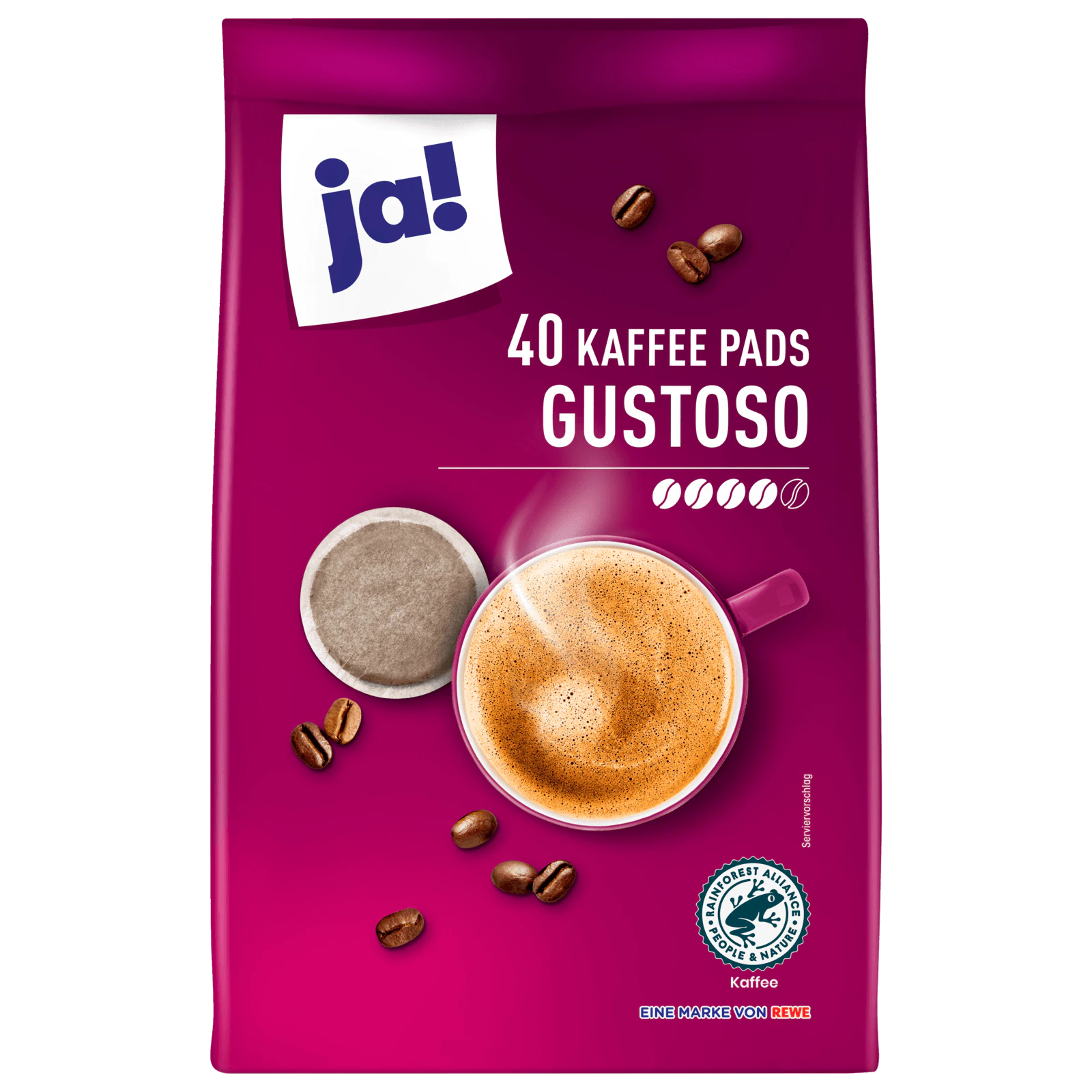 ja! Kaffeepads Gustoso 280g, 40 Pads