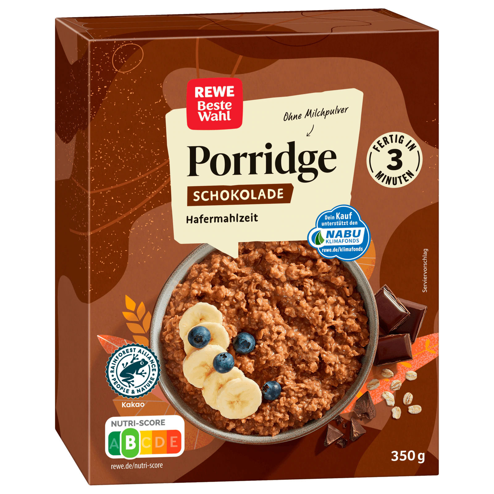 REWE Beste Wahl Porridge Schokolade 350g