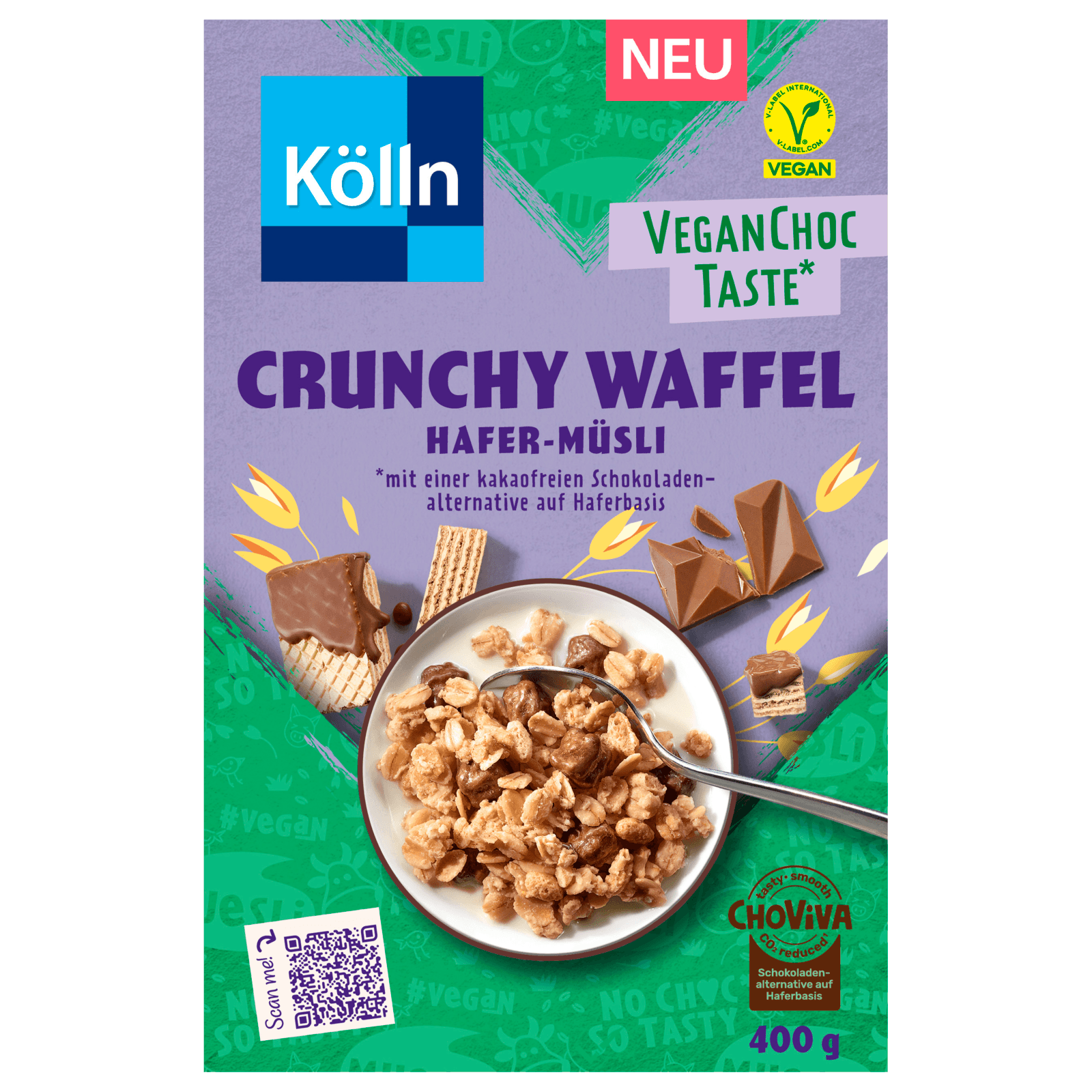 Kölln Crunchy Waffel Hafer-Müsli VeganChocTaste vegan 400g