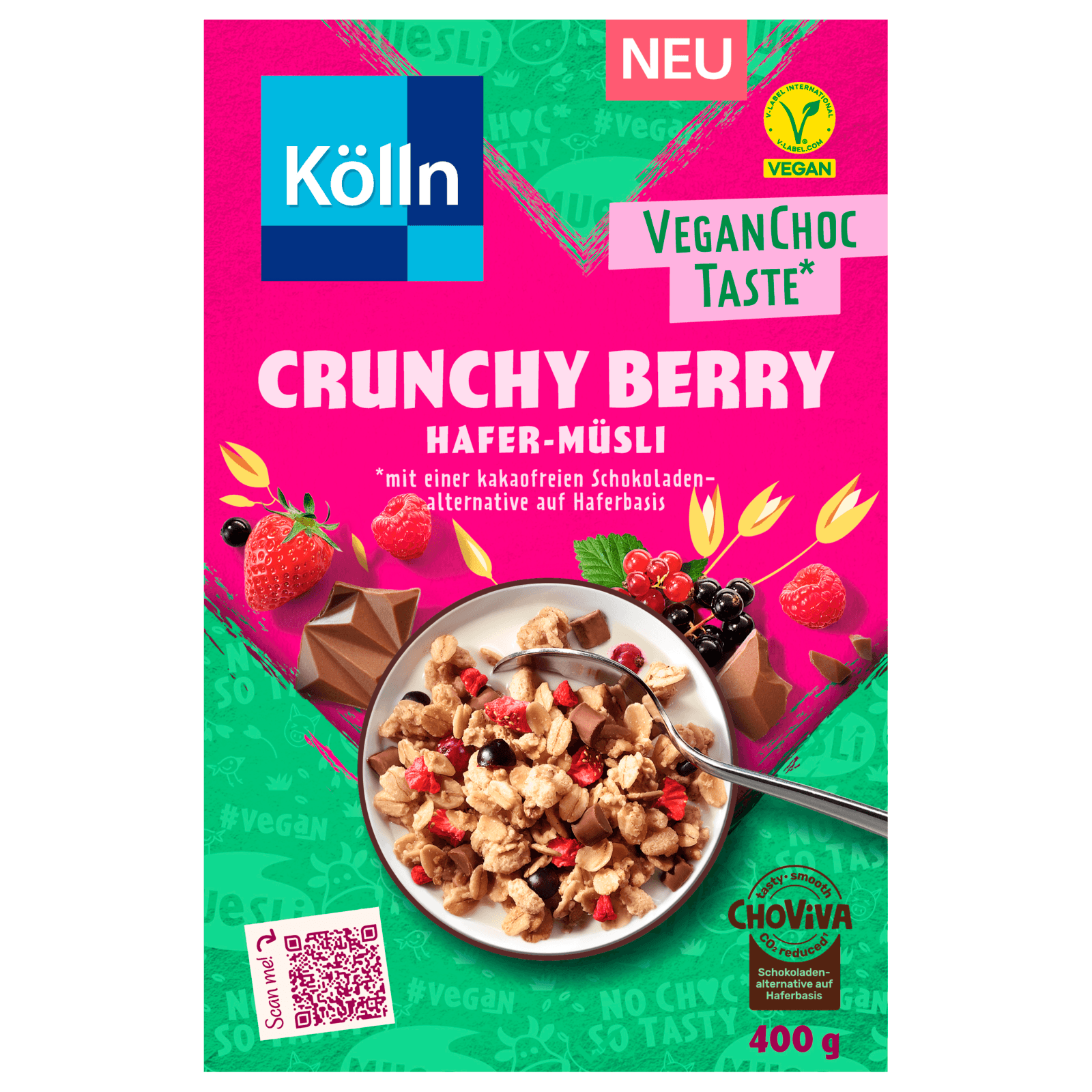 Kölln Crunchy online bei vegan Berry bestellen! VeganChocTaste Hafer-Müsli REWE 400g