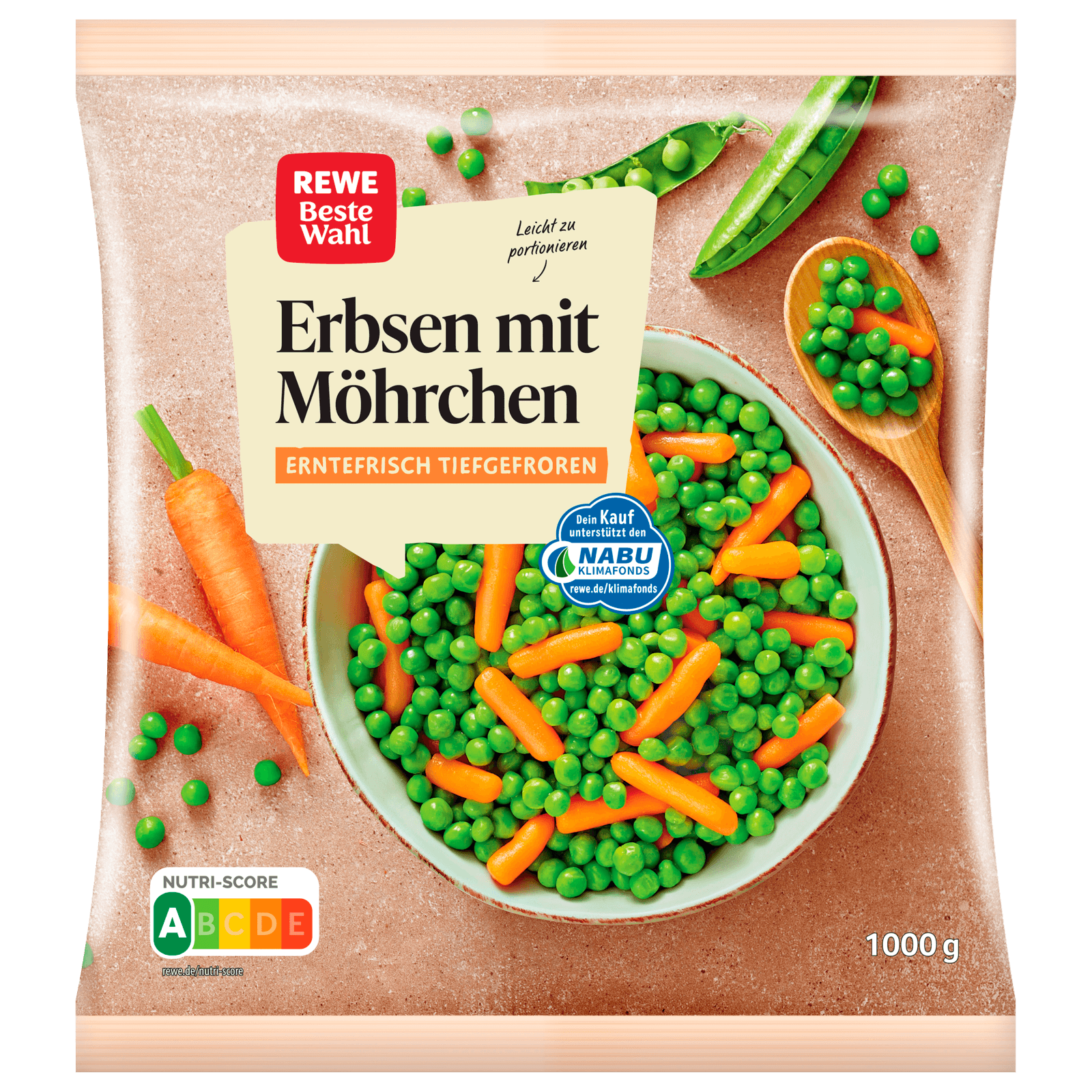 REWE Beste Wahl Erbsen mit Möhrchen gefroren 1kg