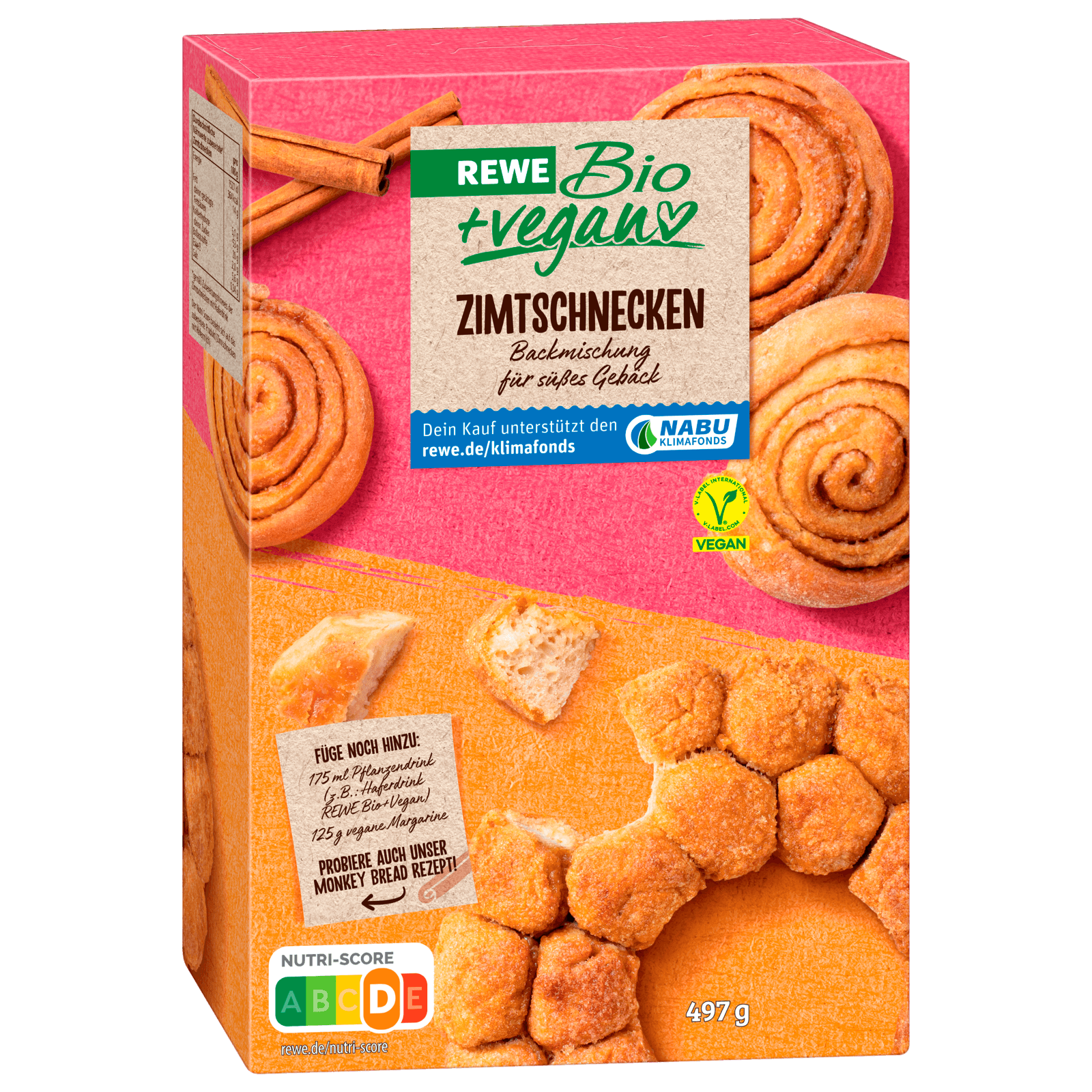 REWE Bio + vegan Bio Backmischung Zimtschnecken 497g