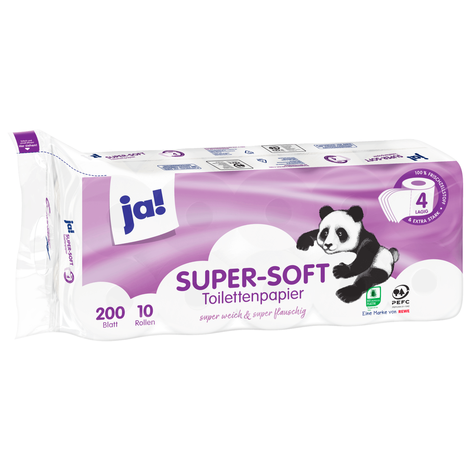 ja! Super-Soft Toilettenpapier 4-lagig 10x200 Blatt