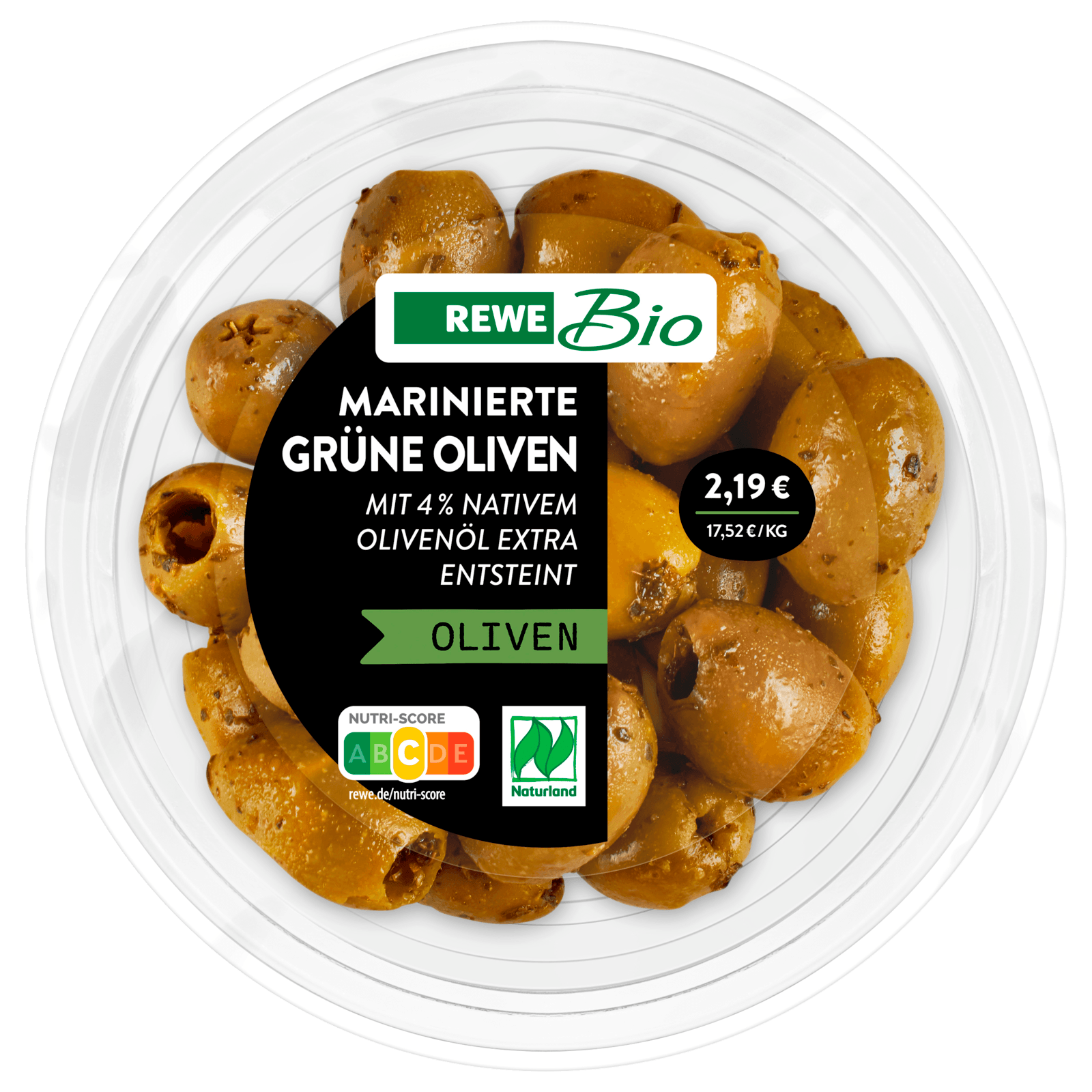 REWE Bio Marinierte Grüne Oliven 125g