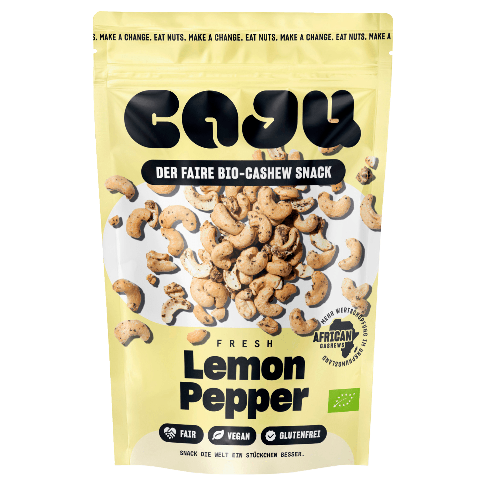 Caju Bio Cashew Snack Fresh Lemon Pepper 140g