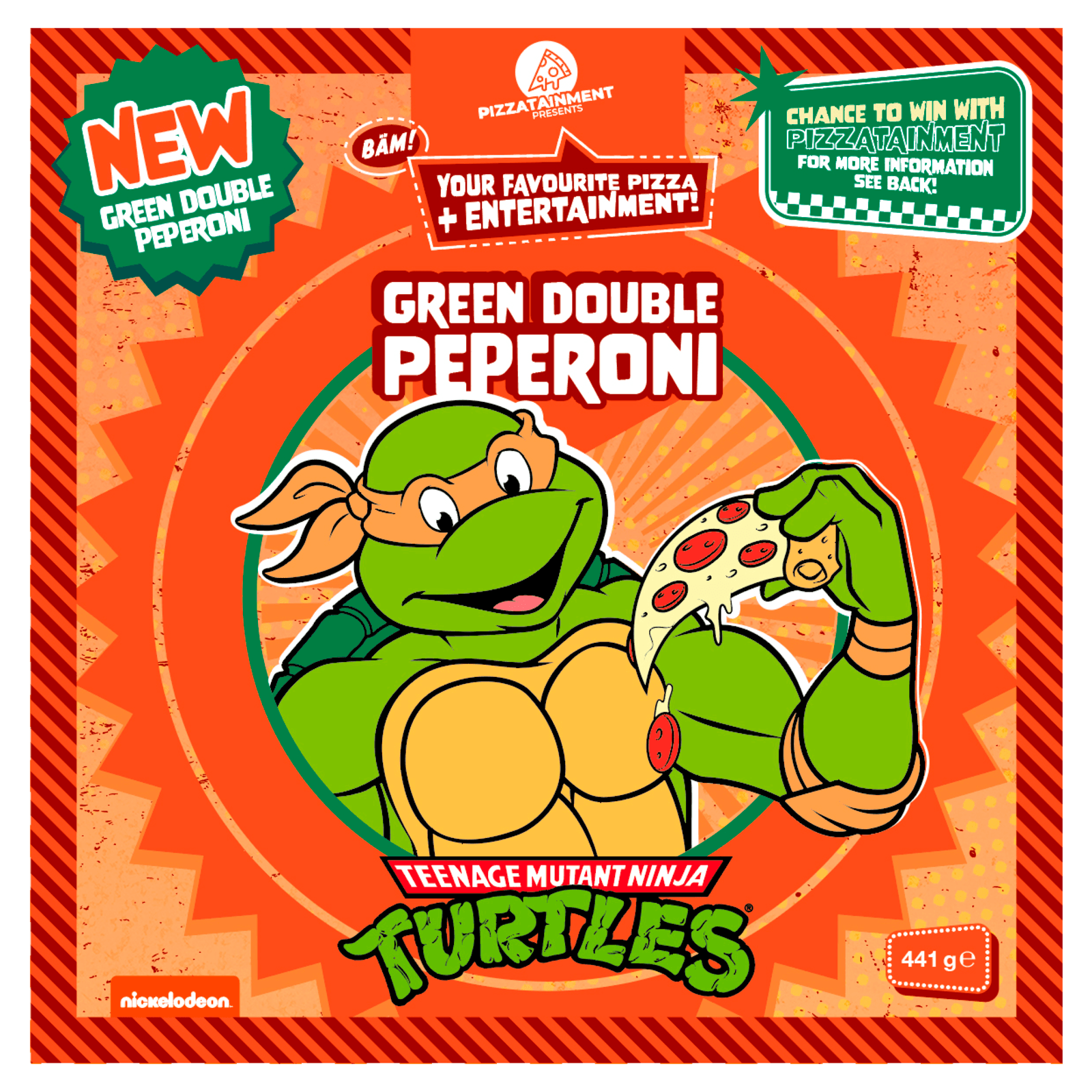 Pizzatainment Teenage Mutant Ninja Turtles Green Double Peperoni 441g