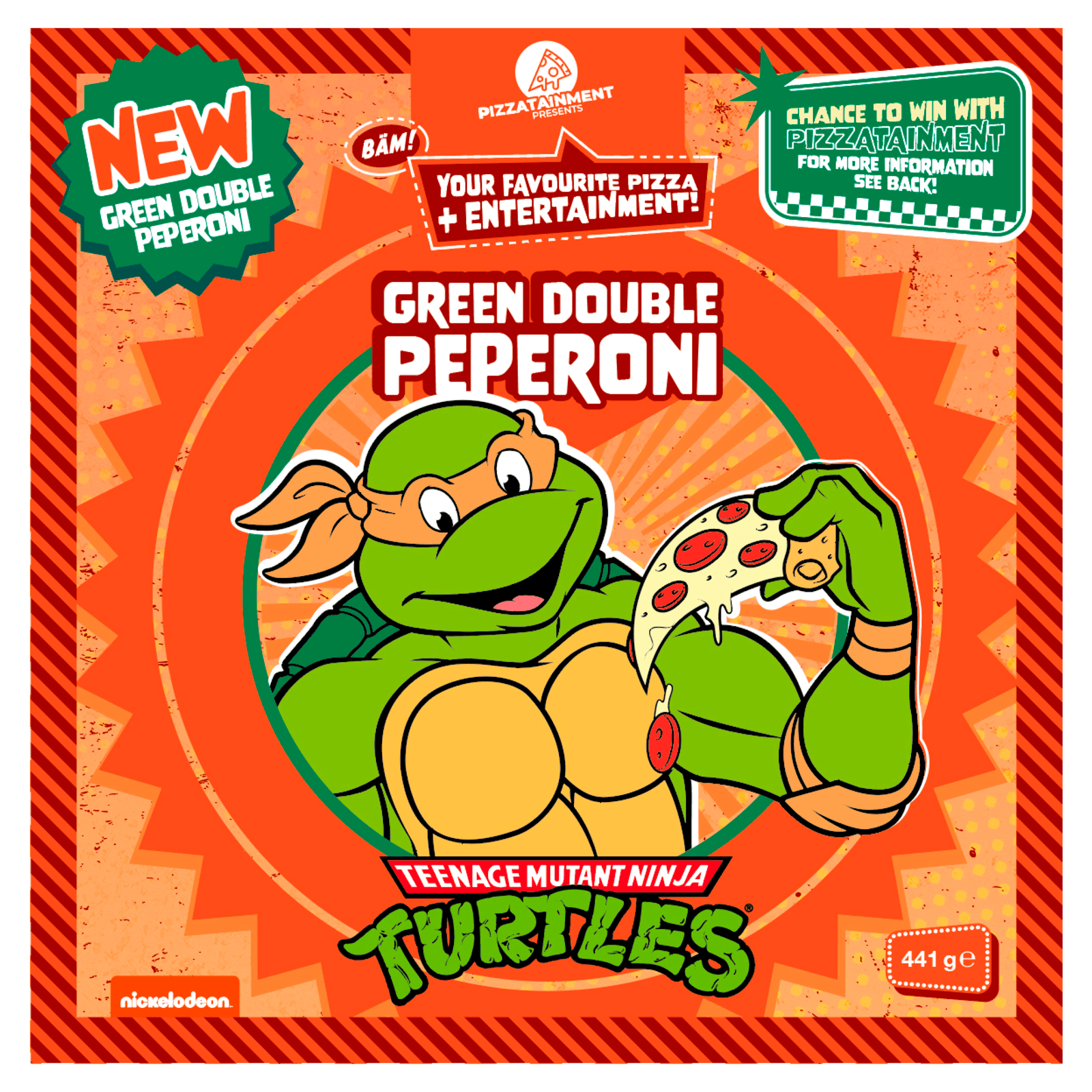 Pizzatainment Teenage Mutant Ninja Turtles Green Double Peperoni 441g