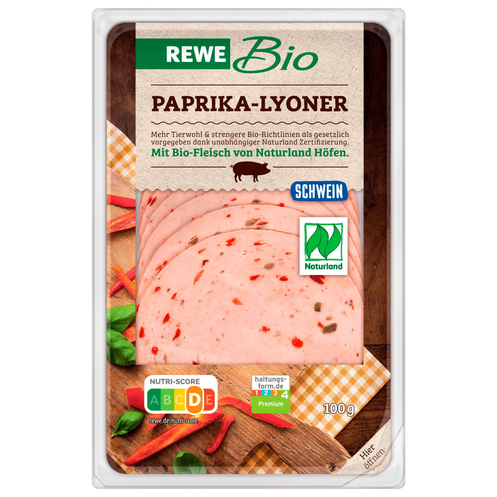 REWE Bio Wurst Paprika Lyoner 100g