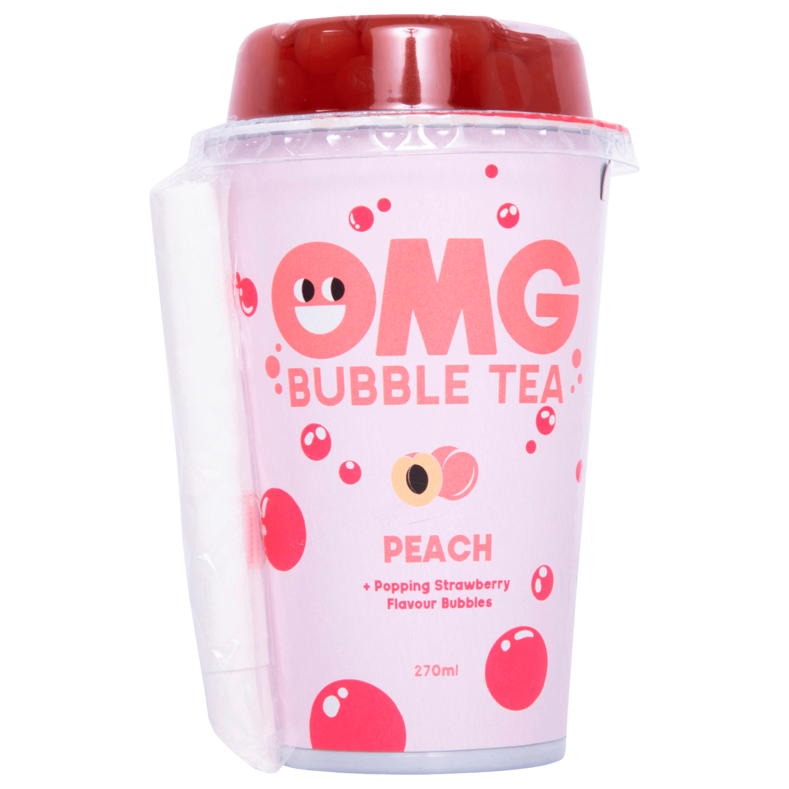 OMG Bubble Tea Peach + Popping Strawberry 0,27l