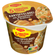 Maggi  5 Minuten Terrine  Kartoffelbrei mit Röstzwiebeln & Croutons