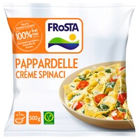  Frosta Hühnerfrikassee oder Pappardelle Crème Spinaci